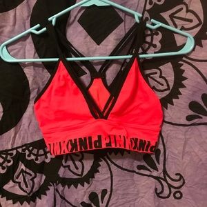 PINK Victoria’s Secret sports bra red and black